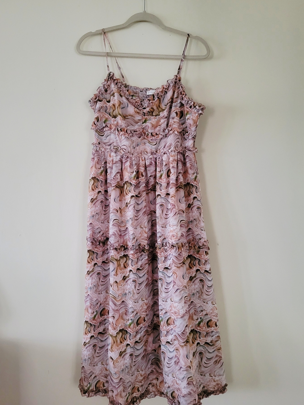 Women’s Pink Swirl Tiered Maxi Dress